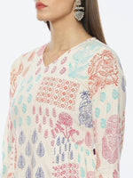 Thumbnail for Biba Ethnic Motifs Printed V-Neck A-Line Kurta - Distacart