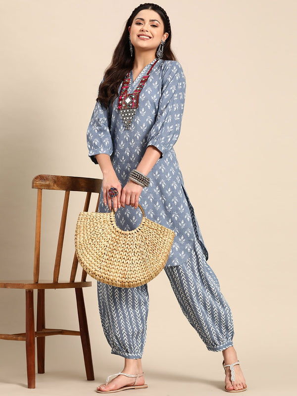 Sangria Floral Printed Regular Pure Cotton Kurta with Salwar - Distacart