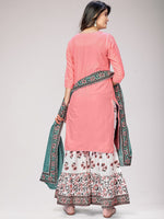 Thumbnail for Kalini Women Pink Ethnic Motifs Layered Sequinned Pure Cotton Kurta with Skirt & With Dupatta - Distacart