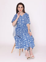 Thumbnail for Kalini Kalini Women Blue Floral Printed Pure Cotton Kurta with Trousers - Distacart