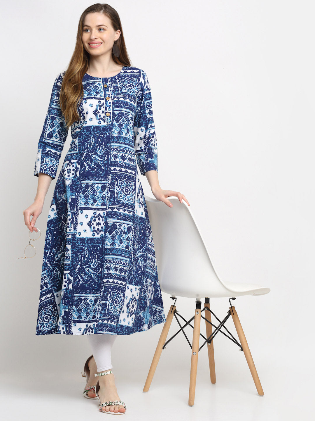 Kalini Women Blue Printed Kurta - Distacart