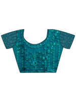 Thumbnail for Mitera Teal Embroidered Pure Chiffon Saree - Distacart