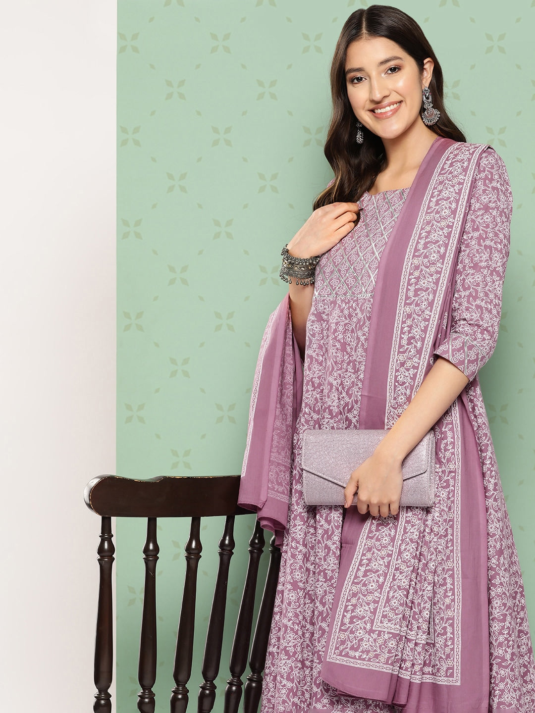 Kalini Women Ethnic Motifs Printed Empire Gotta Patti Kurta with Trousers & With Dupatta - Distacart