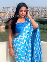 Thumbnail for Kalini Geometric Printed Pure Cotton Saree - Distacart