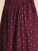 Thumbnail for Sangria Women Burgundy & Golden Ethnic Motifs Printed Kurta with Sharara & Dupatta - Distacart