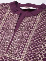 Thumbnail for Biba Women Purple & Golden Printed Pure Cotton Kurta with Palazzos & Dupatta - Distacart