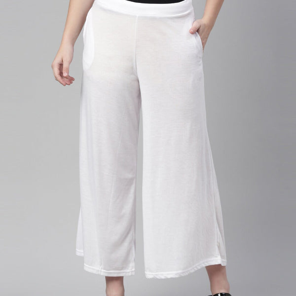 Souchii White Knitted Ethnic Palazzos - Distacart