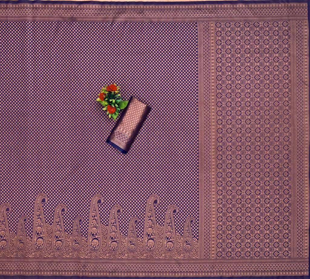 DEIANA'S Beautiful Golden Jari with New Design Soft Lichi Silk Saree - Purple - Distacart