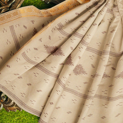 Exclusive Collection 100% Pure Cotton Light Brown Saree With Printed Work - Distacart