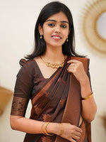 Thumbnail for Kalini Ethnic Motifs Woven Design Zari Banarasi Saree - Distacart