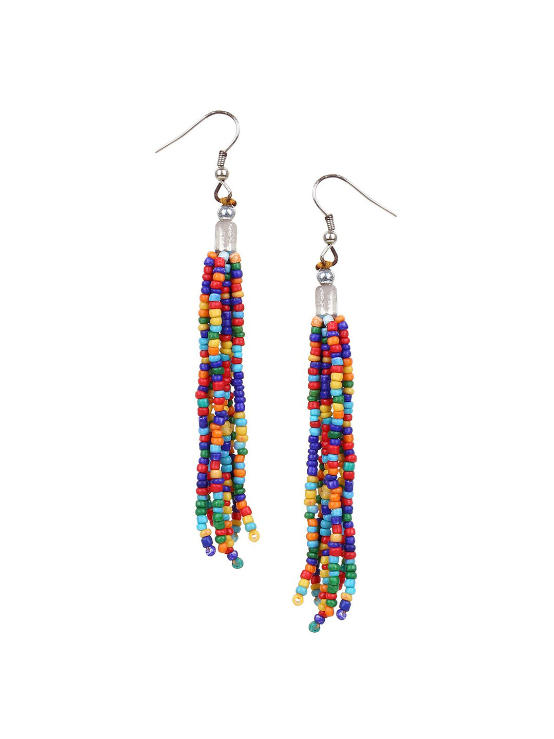 Cardinal Red & Green Beaded Multistring Necklace & Earrings Set - Distacart