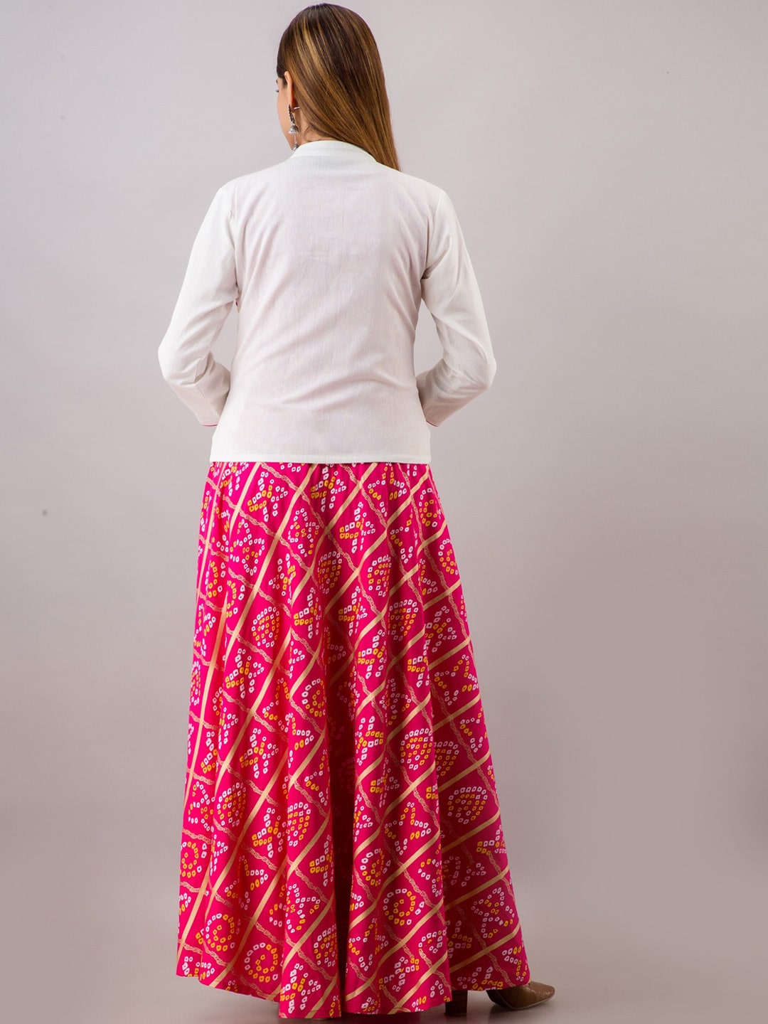 Kalini Women Pink Bandhani Printed Anarkali Kurta - Distacart