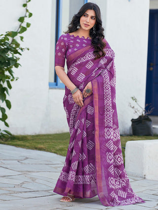 Kalini Batik Printed Zari Bagh Sarees - Distacart