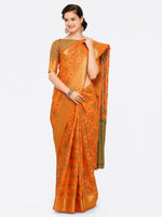 Thumbnail for Saree Mall Yellow Silk Blend Patola Print Kanjeevaram Saree with Unstitched Blouse - Distacart