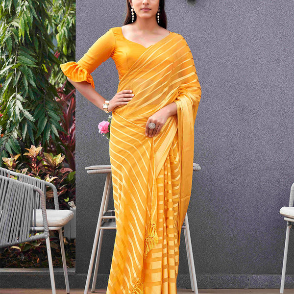 Tikhi Imli Striped Georgette Ready to Wear Saree - Distacart