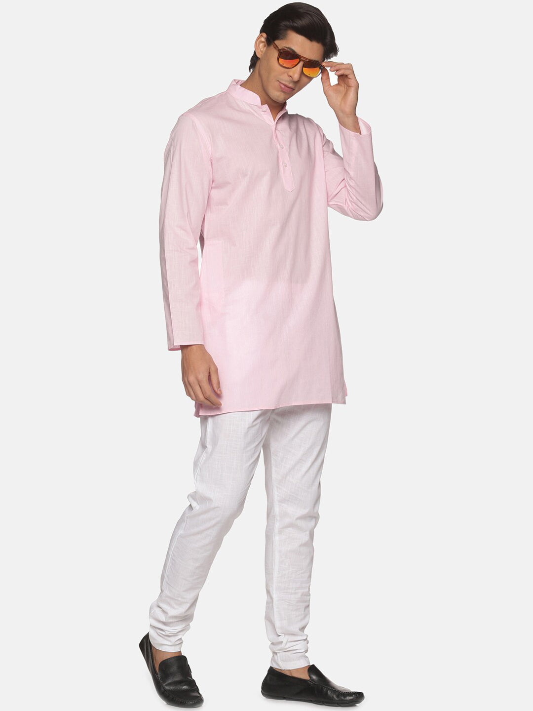 Sethukrishna Men Pink Pure Cotton Kurta with Pyjamas - Distacart