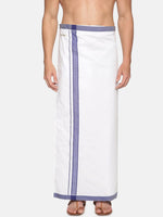 Thumbnail for Sethukrishna Men White Solid Cotton Dhoti - Distacart