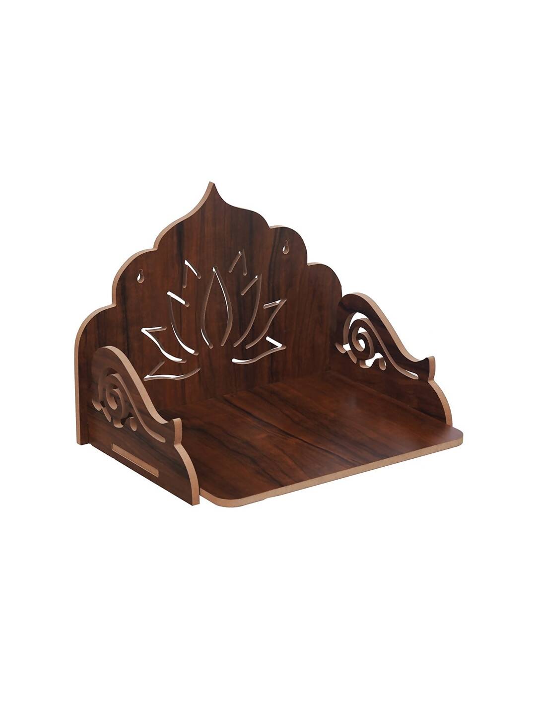 eCraftIndia Brown Lotus Designer Wooden Pooja Temple - Distacart