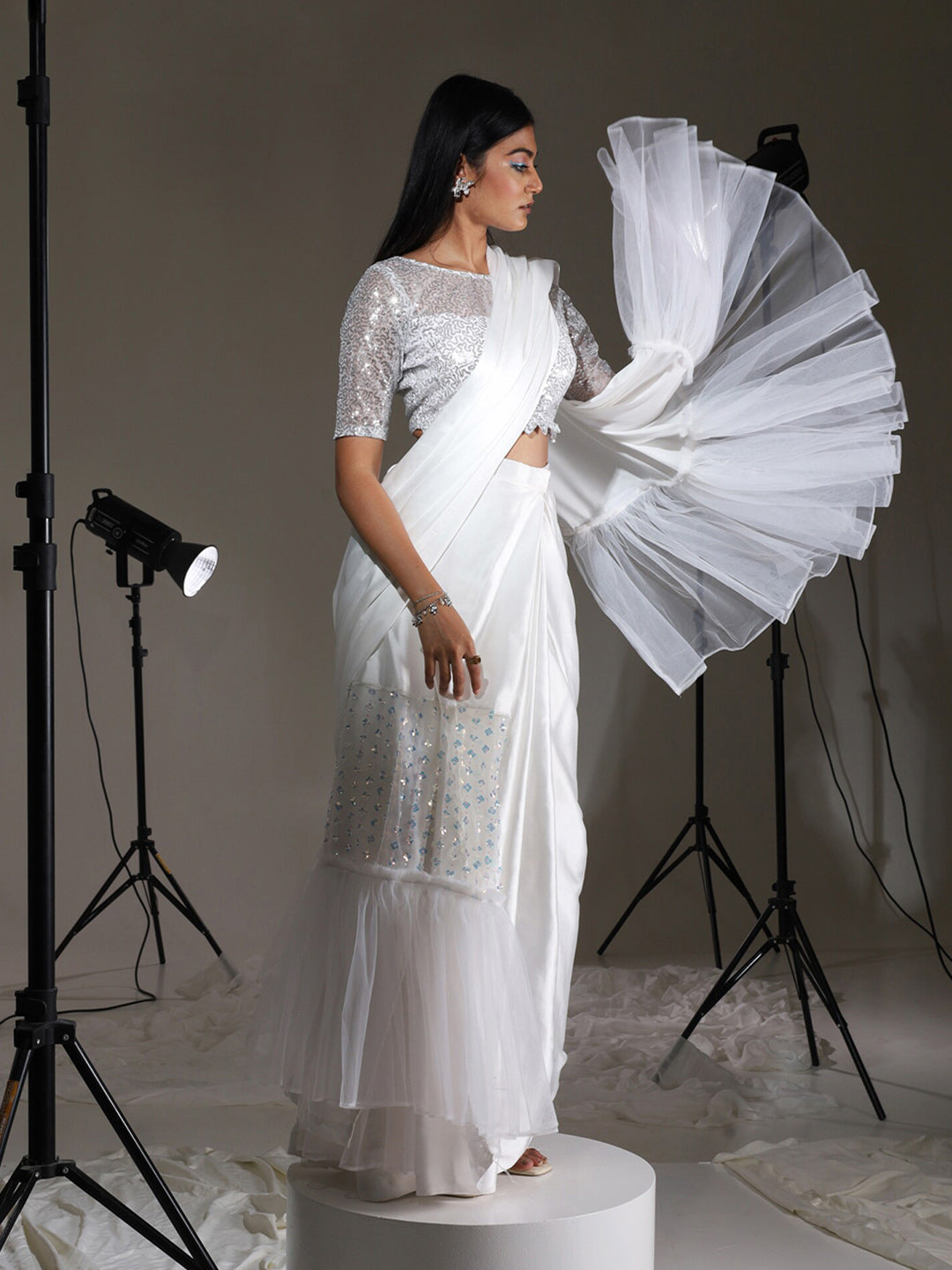 Tikhi Imli Embroidered Sequined Ready to Wear Saree - Distacart