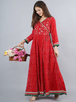 Thumbnail for Kalini Women Red & fire brick Ethnic Motifs Yoke Design Mirror Work Anarkali Kurta - Distacart