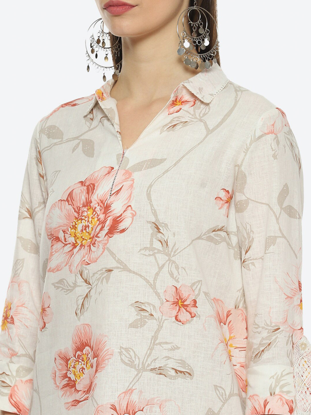Biba Women Floral Printed Shirt Collar Kurta - Distacart