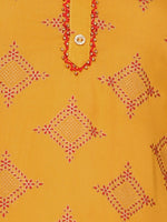 Thumbnail for HERE&NOW Mustard Yellow & Red Ethnic Motifs Printed Kurta - Distacart
