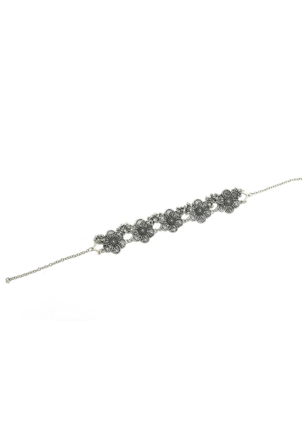 Mominos Fashion Johar Kamal Silver-Plated Brass Finish Floral Desgin Choker For Women - Distacart