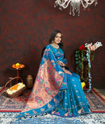 Thumbnail for Lorenvalley Fashion Rama Soft Paithani Silk Woven Design Copper Zari Meenakari Weaving Saree - Distacart