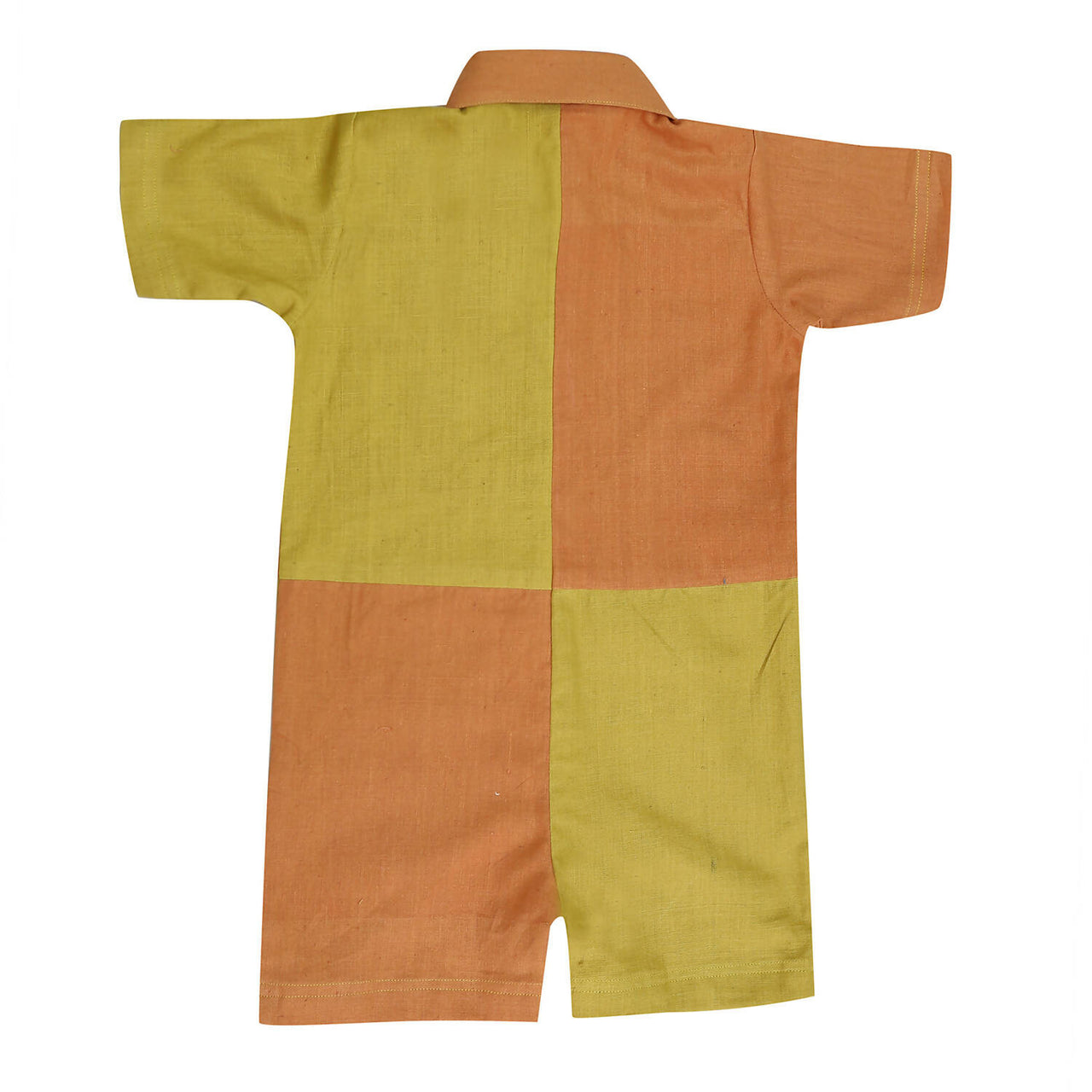 Mhyssa Orange And Yellow Round Neck With Half Sleeve Round Neck Romper - Distacart