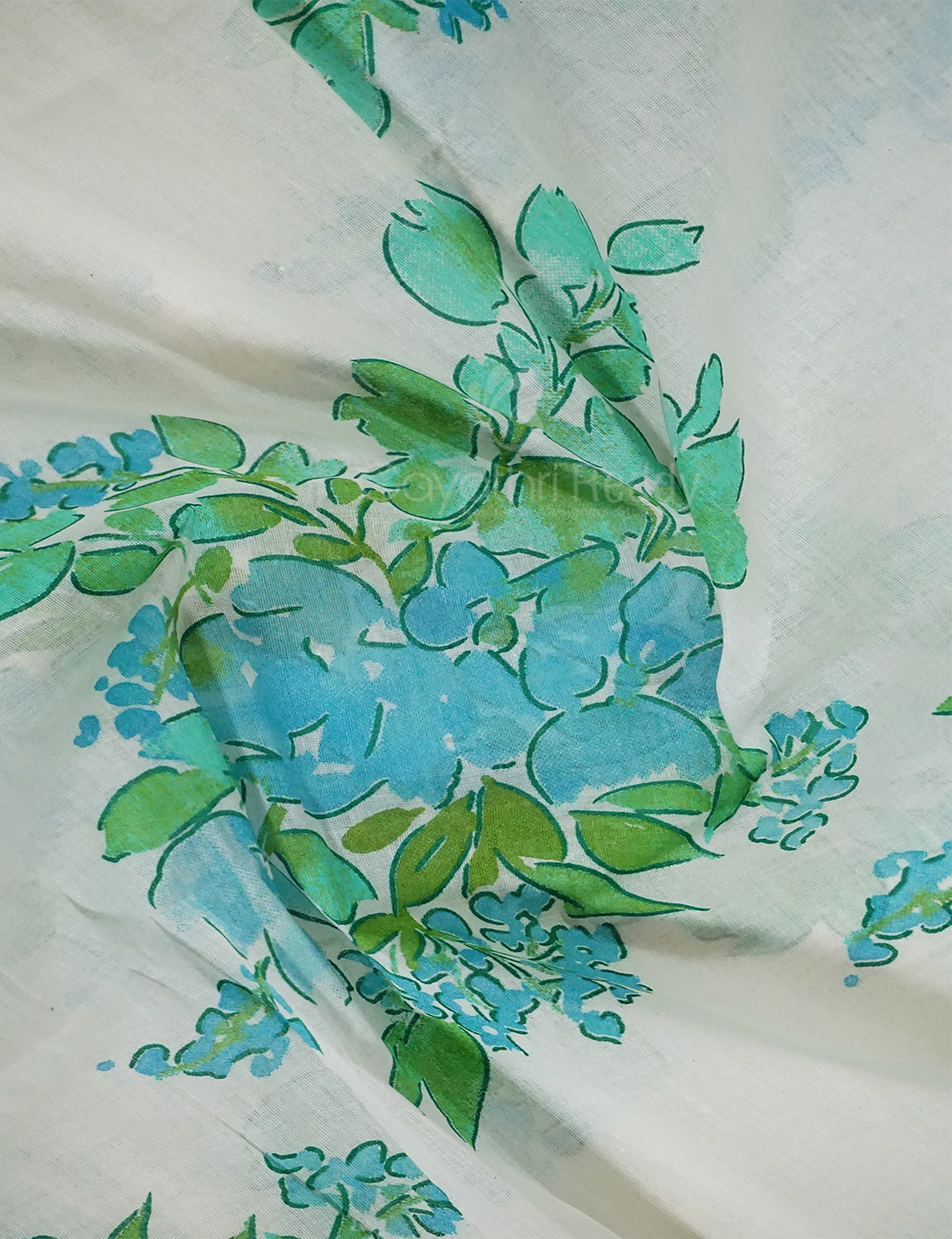 Off White Colour Block Print Crocia Mulmul Cotton Saree By Gayathri Reddy Designer Studio - Distacart