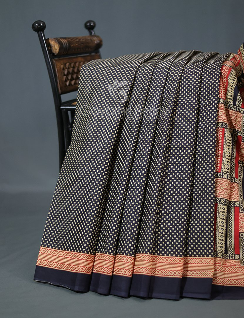 Black Coloured Combination Printed Cotton Saree By Gayathri Reddy Designer Studio - Distacart