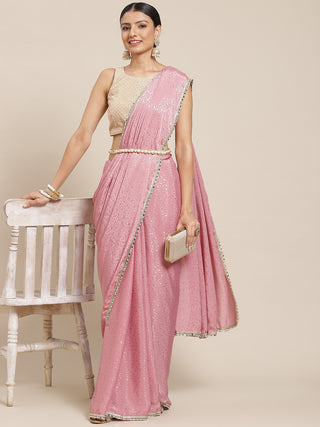 Tikhi Imli Pink Ethnic Motifs Print Saree - Distacart