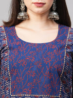 Thumbnail for Kalini Floral Printed Gotta Patti Kurta With Palazzos - Distacart