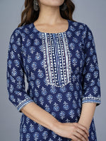 Thumbnail for Kalini Ethnic Motifs Printed Regular Kantha Work Pure Cotton Kurta with Trousers & With - Distacart
