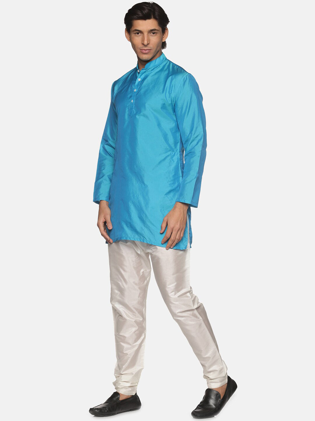 Sethukrishna Men Turquoise Blue Kurta with Pyjamas - Distacart