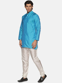 Thumbnail for Sethukrishna Men Turquoise Blue Kurta with Pyjamas - Distacart