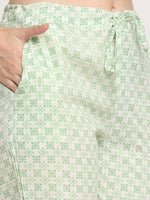 Thumbnail for Kalini Women Green Ethnic Motifs Printed Mirror Work Pure Cotton Kurta with Trousers & With Dupatta - Distacart