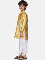Thumbnail for Sethukrishna Boys Gold-Toned Pleated Kurta with Dhoti Pants - Distacart