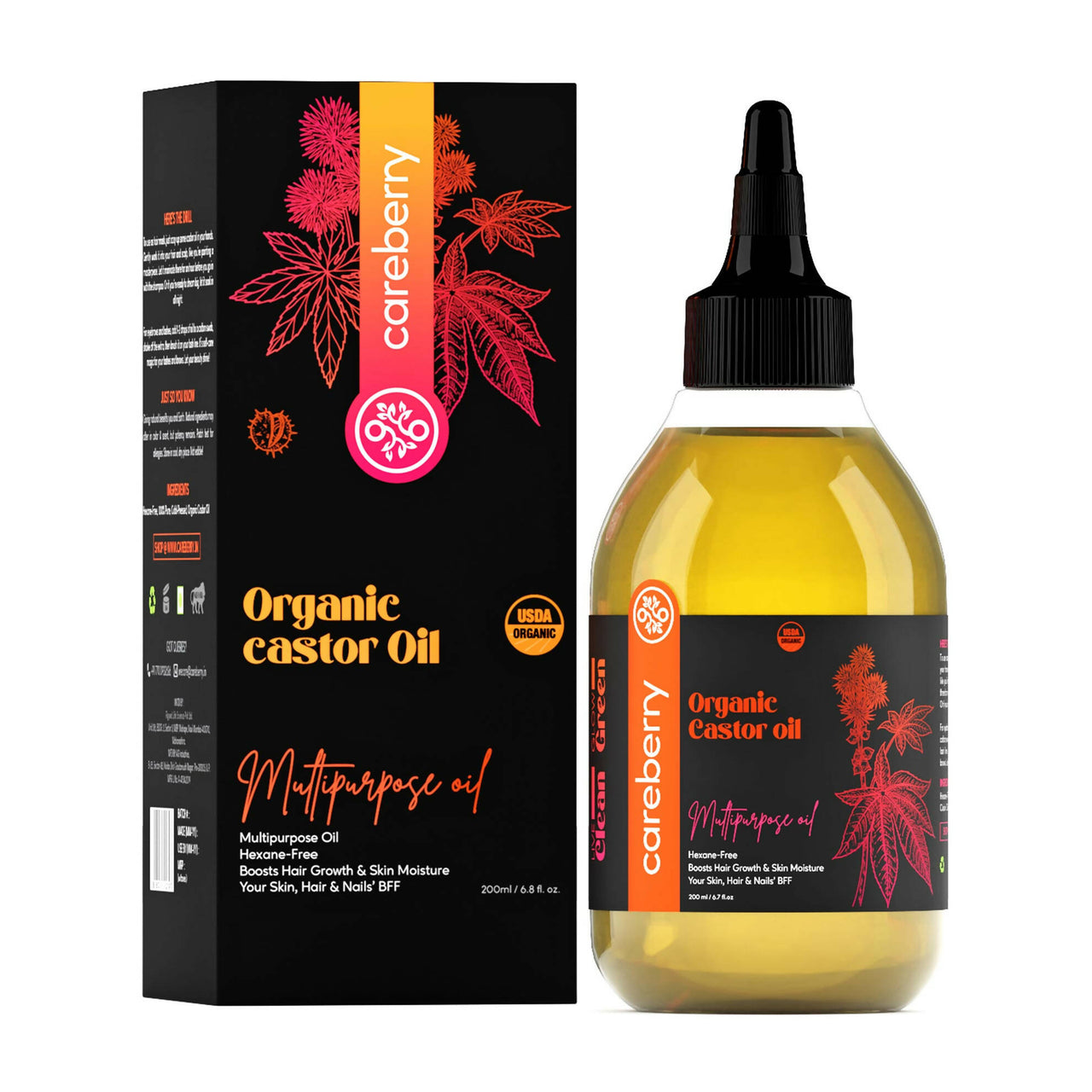 Careberry Organic Cold Pressed Castor Oil (Arandi Oil) - Distacart