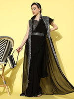 Thumbnail for Mitera Sequinned Pure Georgette Belted Saree - Distacart