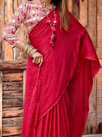 Thumbnail for Saree Mall Pink Embellished Beads and Stones Pure Chiffon Sarees - Distacart
