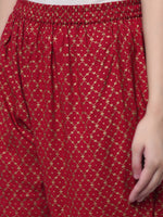 Thumbnail for Kalini Women Red Ethnic Motifs Kurta with Churidar & With Dupatta - Distacart