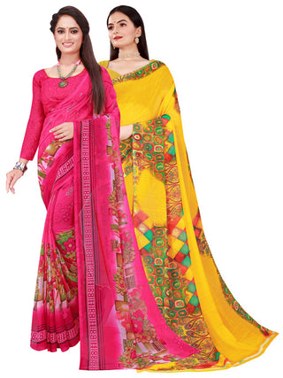 Kalini Pack of 2 Printed Pure Georgette Sarees - Distacart