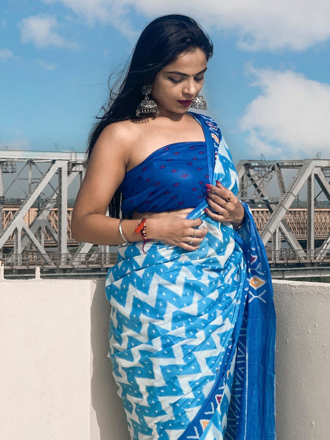Kalini Geometric Printed Pure Cotton Saree - Distacart