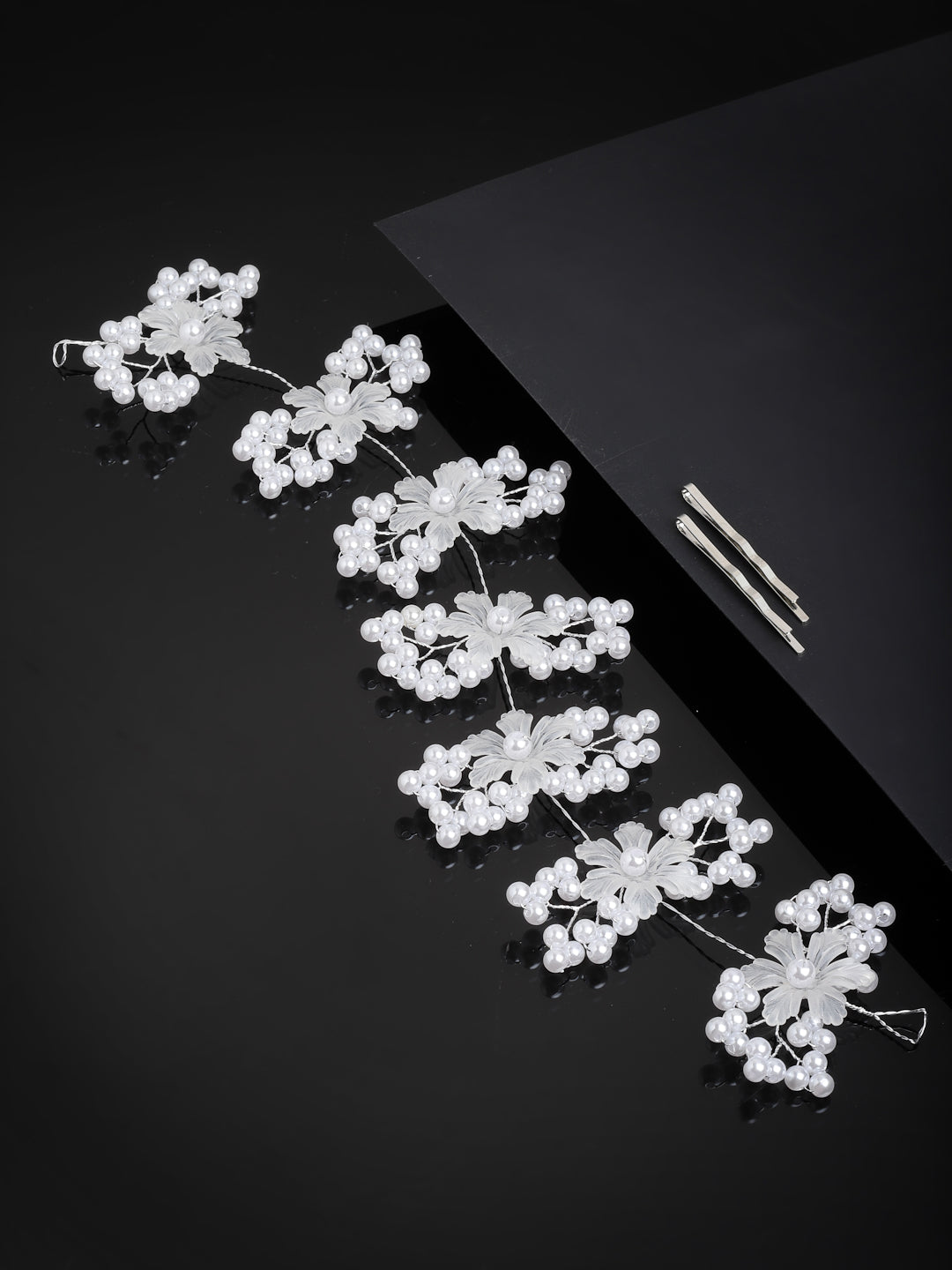 Panash Women Silver-Toned & White Embellished Tiara - Distacart