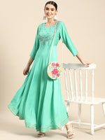 Thumbnail for Sangria Women Ethnic Motifs Embroidered Anarkali Kurta - Distacart