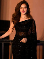 Thumbnail for Sangria Black Sequinned Embellished Saree - Distacart