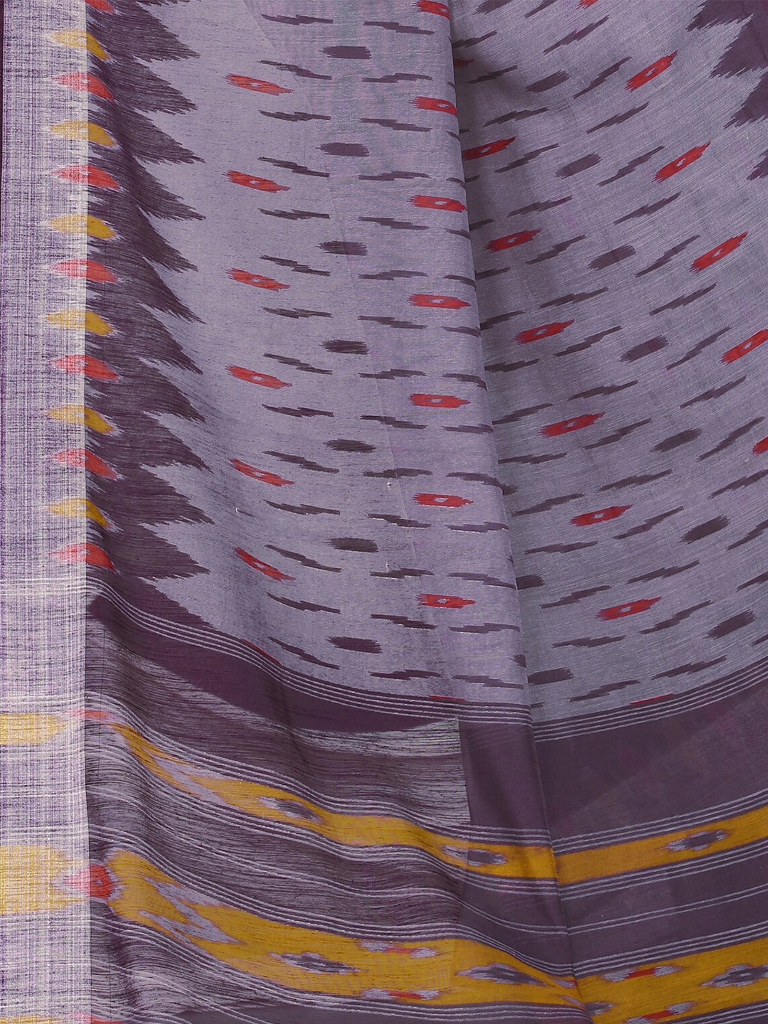 Kalini Purple & Mustard Zari Ikat Saree - Distacart