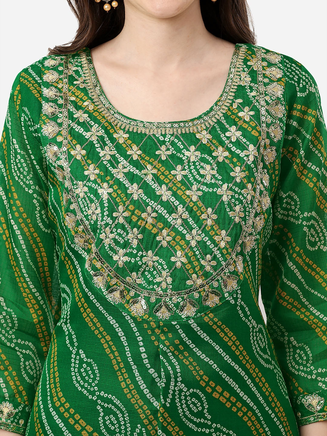 HERE&NOW Women Green Leheriya Printed Pure Cotton Kurta - Distacart