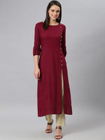 Thumbnail for Khushal K Round Neck Puffed Sleeves Kurta with Palazzos - Distacart